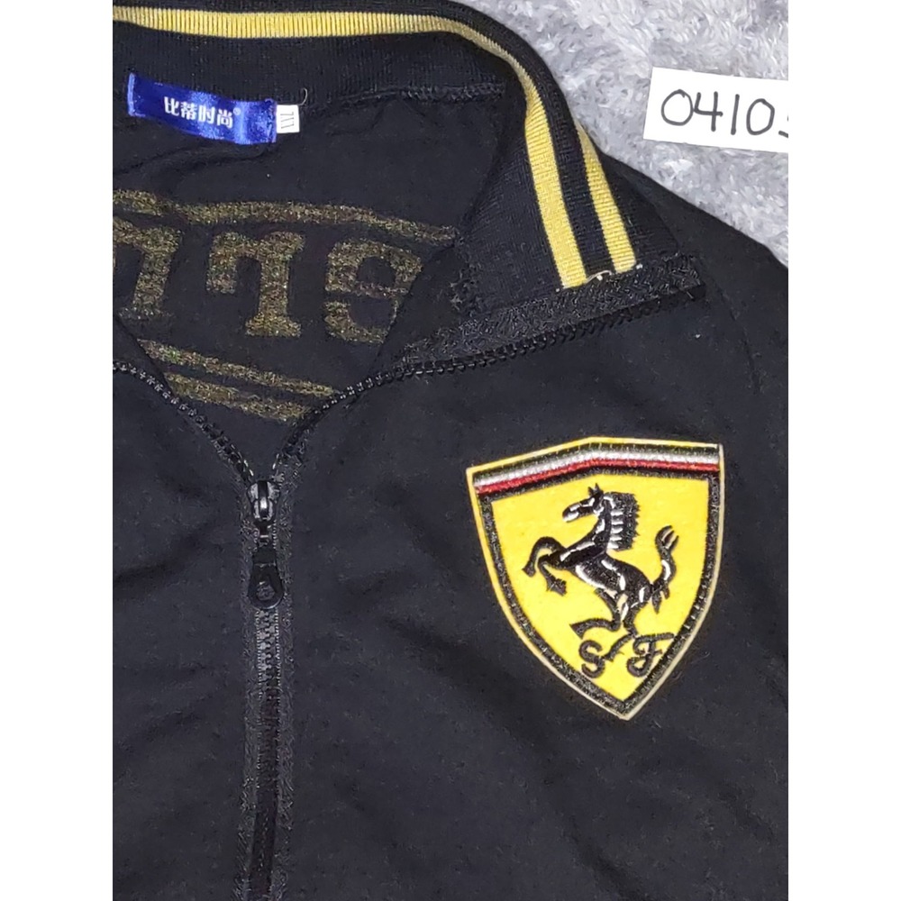 Ferrari Track Jacket US Men's Large Chinese Size XXL Athletic Black Gold - Picture 3 of 9